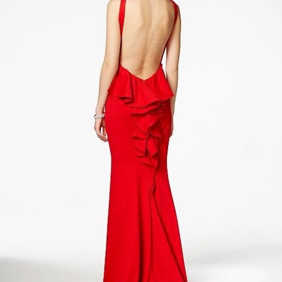 XSCAPE open back ruffle dress - Picture 3 of 8